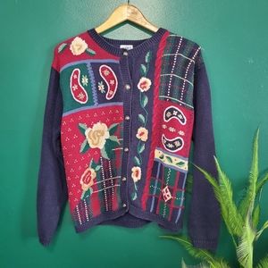 Vintage Koret Button Down Floral Cardigan Sweater